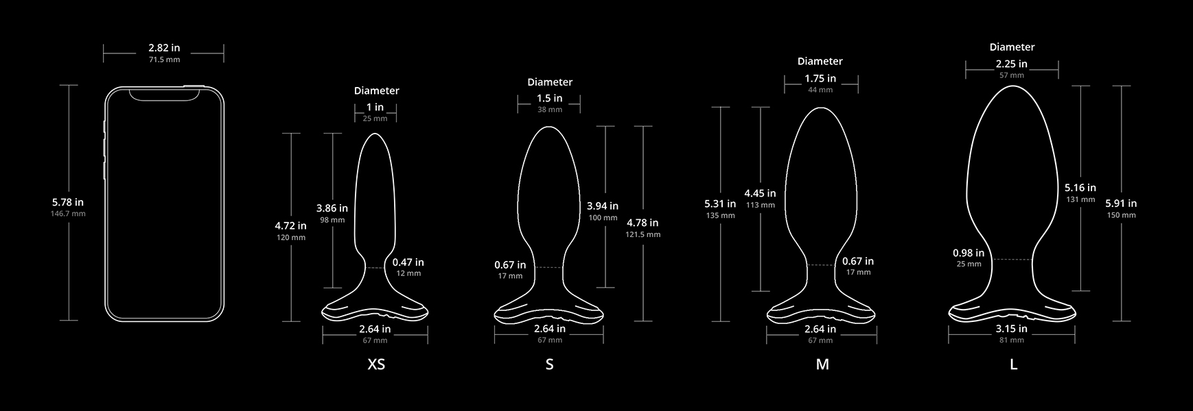 Hush 2 Sizes w/ Phone Comparison